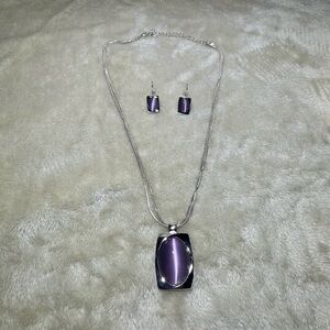 Kim Rogers Purple stone and Silver colored Necklace Set